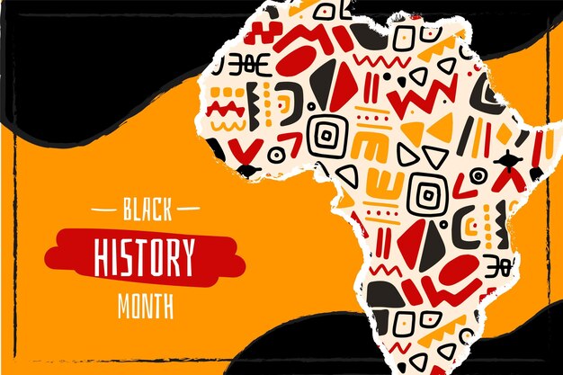 Hand drawn flat black history month background