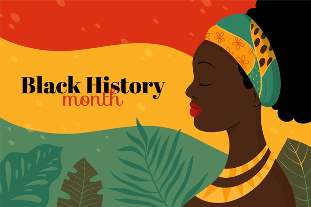 Hand drawn flat black history month background