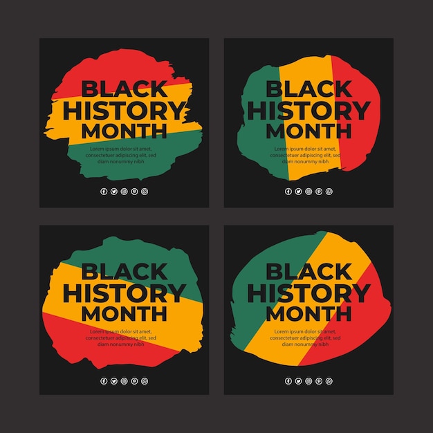 Free vector hand drawn flat black history month instagram posts collection