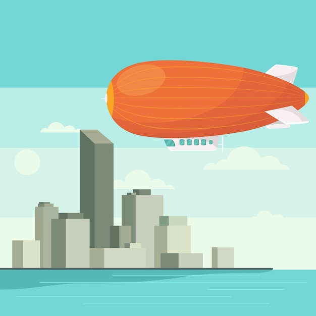 Free Vector hand drawn flat blimp illustration