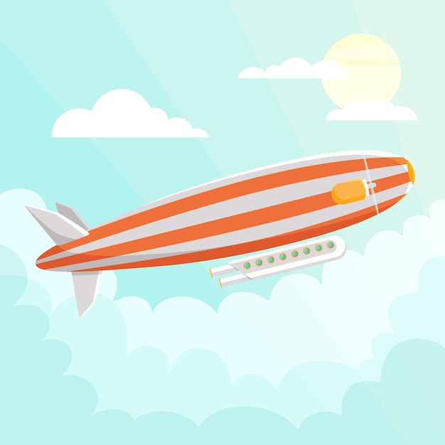 Hand drawn flat blimp illustration