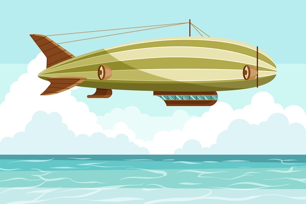 Hand drawn flat blimp illustration