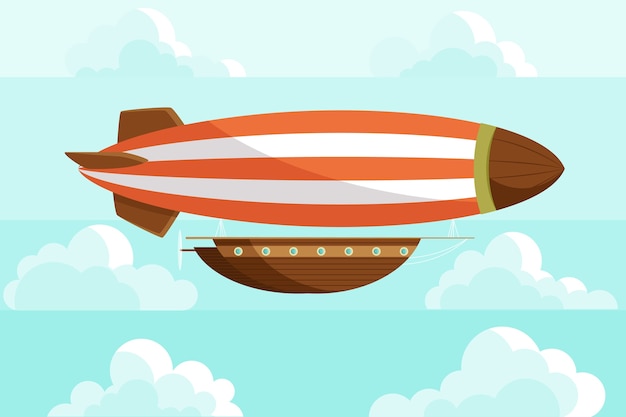 Hand drawn flat blimp illustration