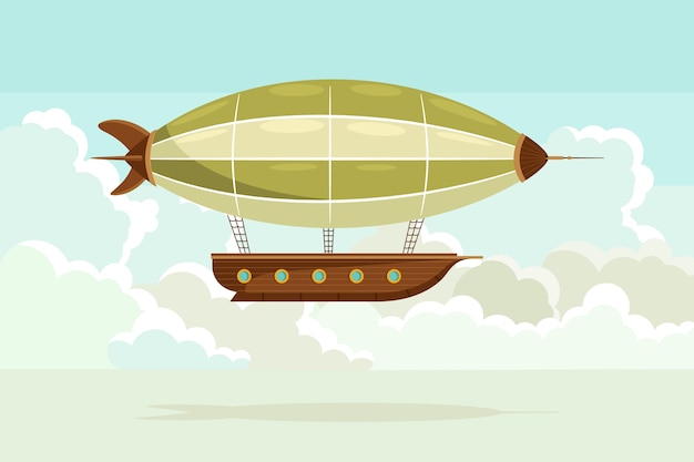 Free Vector hand drawn flat blimp illustration