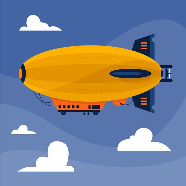 Hand drawn flat blimp illustration