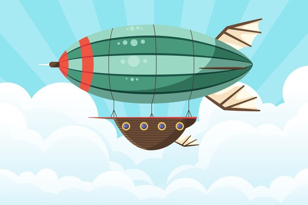 Hand drawn flat blimp transport illustration