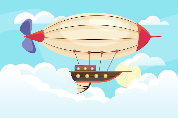 Free vector hand drawn flat blimp transport illustration