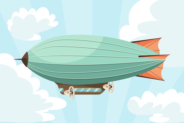 Hand drawn flat blimp transport illustration