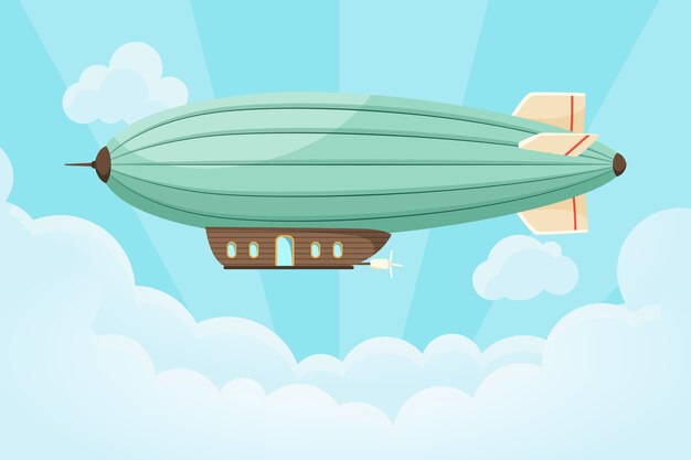 Hand drawn flat blimp transport illustration