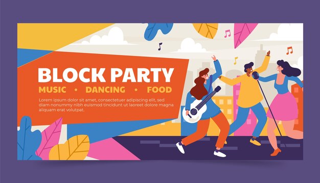 Hand drawn flat block party banner