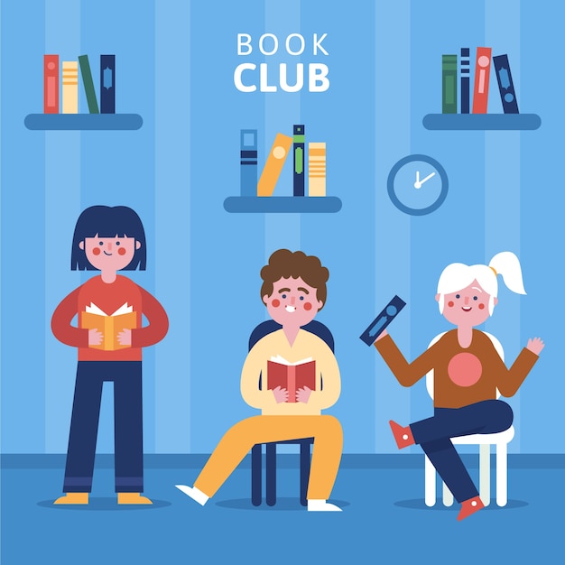 Free Vector hand drawn flat book club illustration