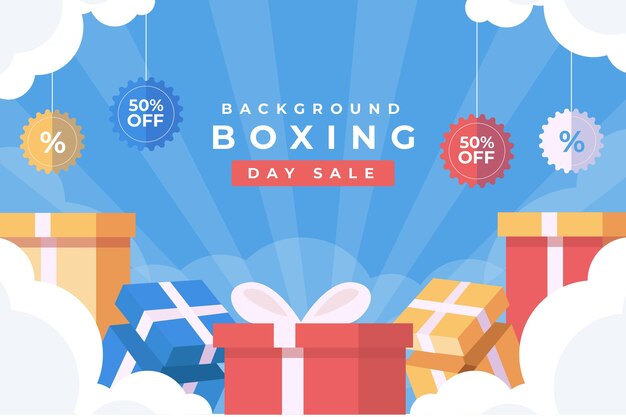 Hand drawn flat boxing day sale background