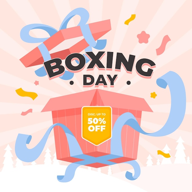 Hand drawn flat boxing day sale background