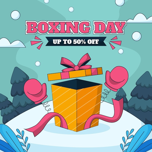 Hand drawn flat boxing day sale background