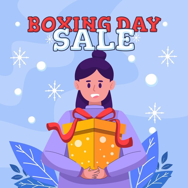 Hand drawn flat boxing day sale background