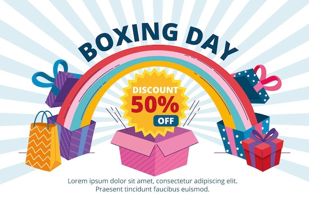 Hand drawn flat boxing day sale background