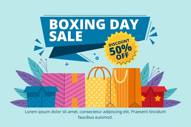 Hand drawn flat boxing day sale background