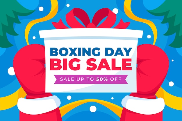 Hand drawn flat boxing day sale background