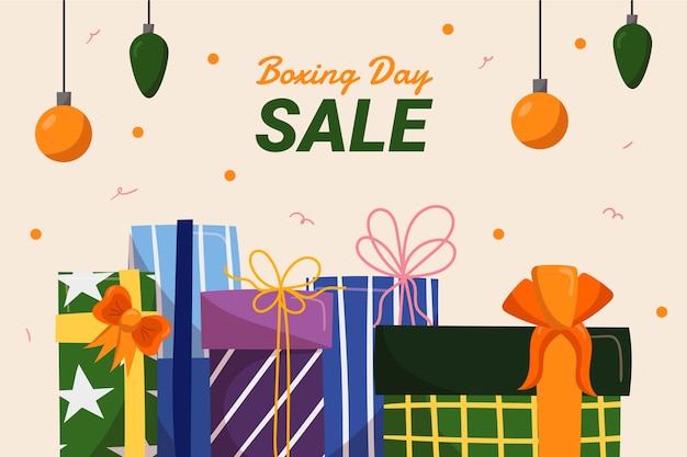 Hand drawn flat boxing day sale background