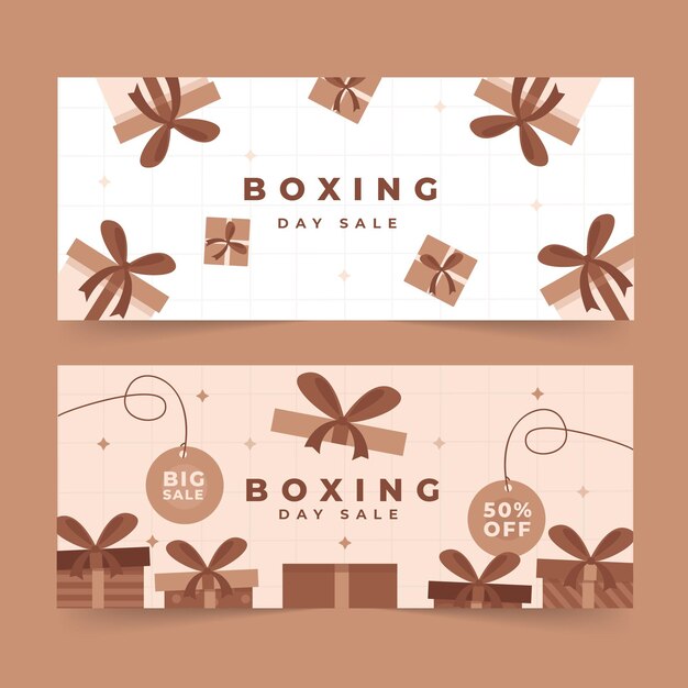 Hand drawn flat boxing day sale horizontal banners set