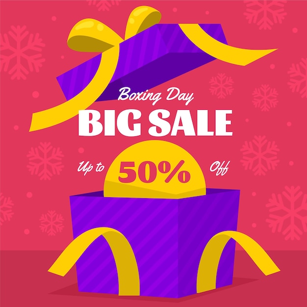 Hand drawn flat boxing day sale illustration