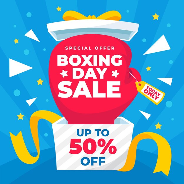 Hand drawn flat boxing day sale illustration