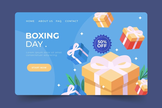 Hand drawn flat boxing day sale landing page template