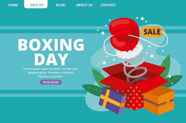 Hand drawn flat boxing day sale landing page template