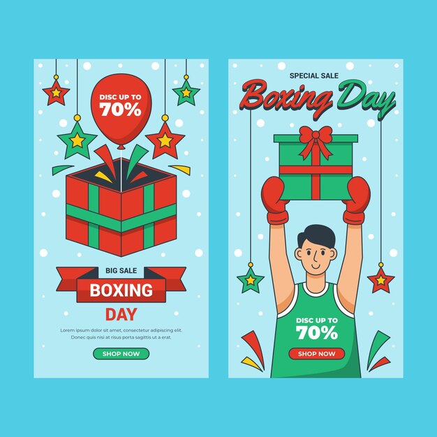 Hand drawn flat boxing day sale vertical banners set