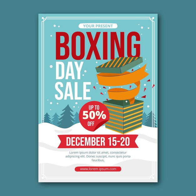 Hand drawn flat boxing day sale vertical poster template