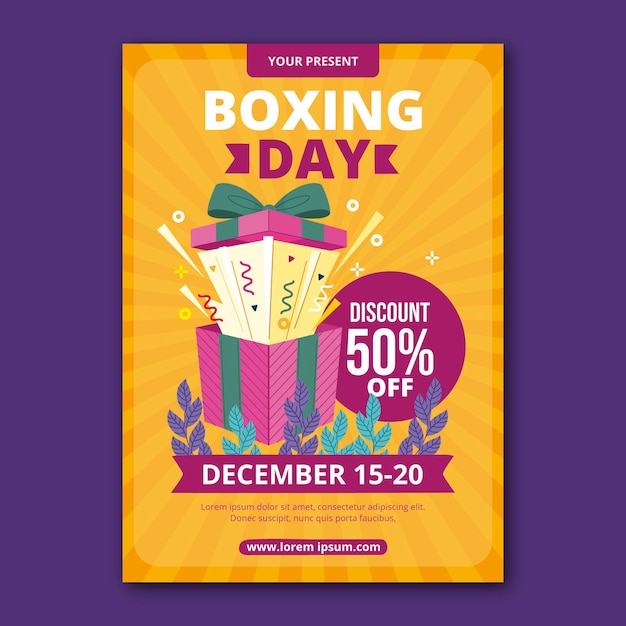 Hand drawn flat boxing day sale vertical poster template