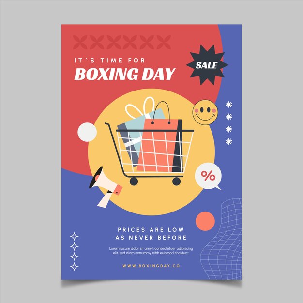 Hand drawn flat boxing day sale vertical poster template