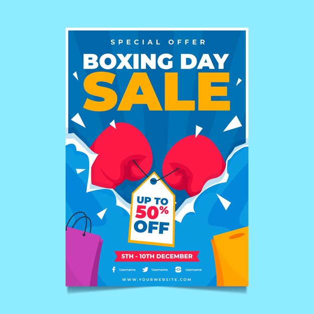 Hand drawn flat boxing day sale vertical poster template