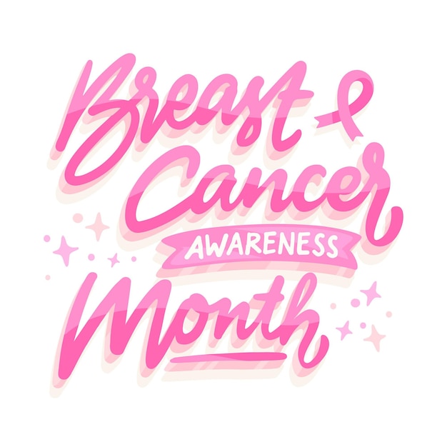 Free Vector hand drawn flat breast cancer awareness month lettering