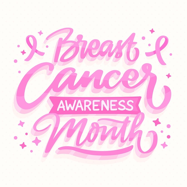 Hand drawn flat breast cancer awareness month lettering