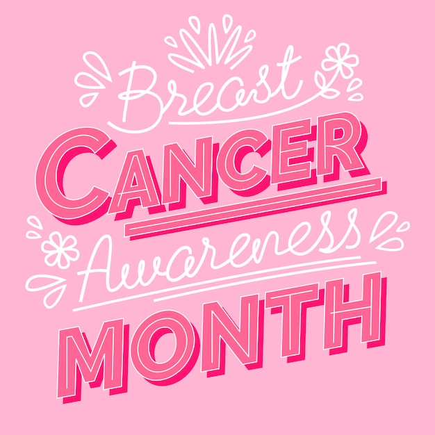 Free Vector hand drawn flat breast cancer awareness month lettering