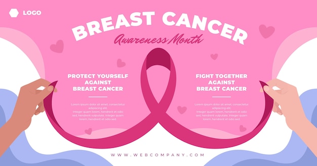 Hand drawn flat breast cancer awareness month social media post template