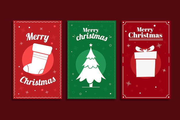 Hand drawn flat business christmas cards template