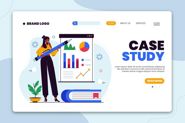 Hand drawn flat case study landing page template