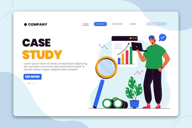 Hand drawn flat case study landing page template