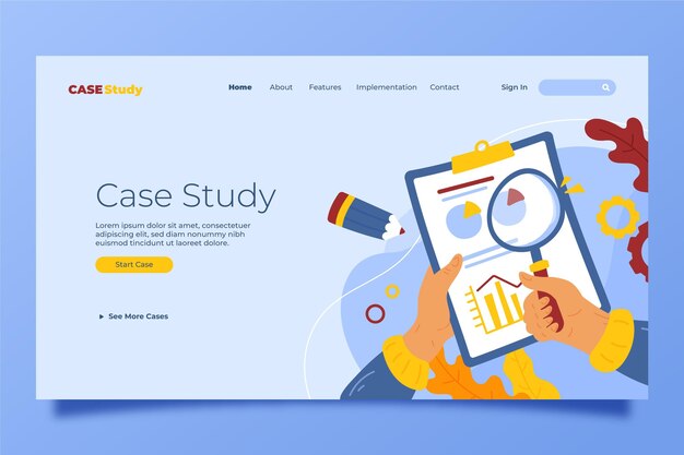 Hand drawn flat case study landing page