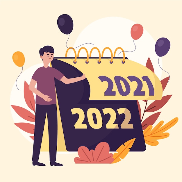 Free Vector hand drawn flat changing year illustration