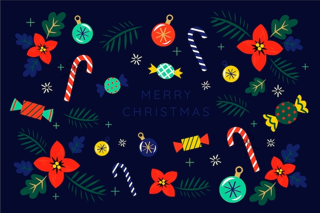 Hand drawn flat christmas background