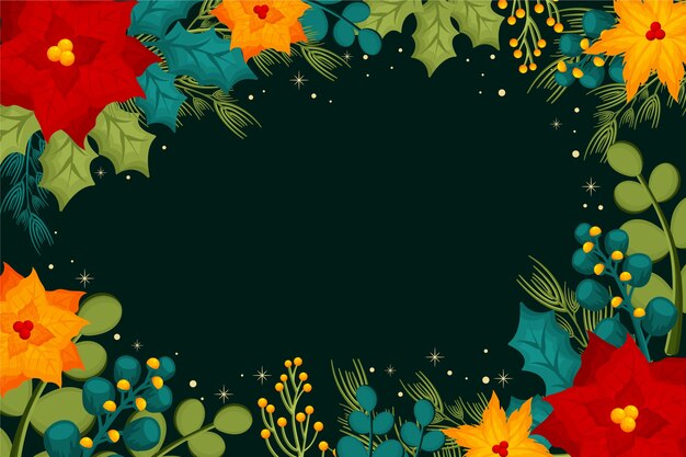 Hand drawn flat christmas background