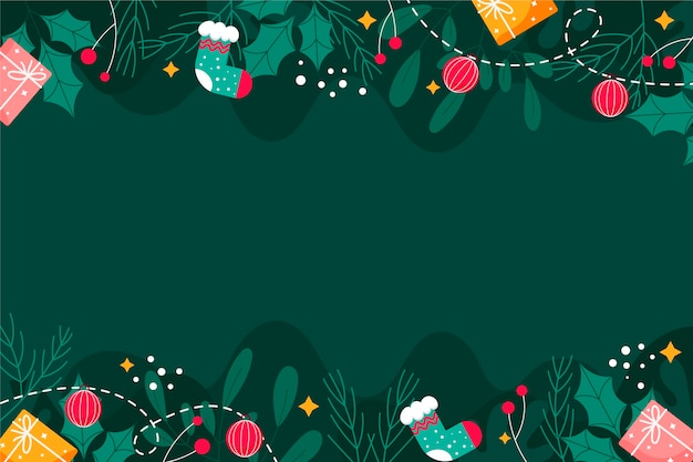 Hand drawn flat christmas background