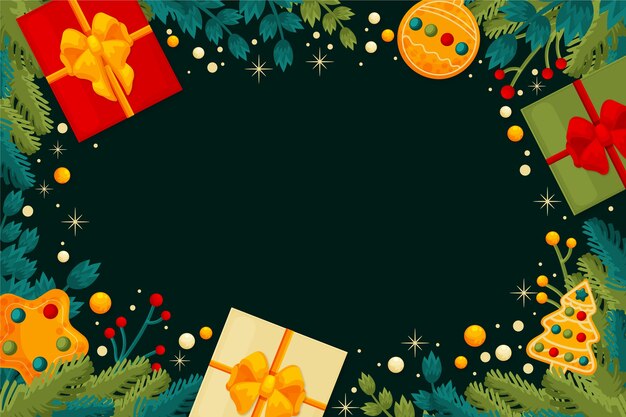 Hand drawn flat christmas background