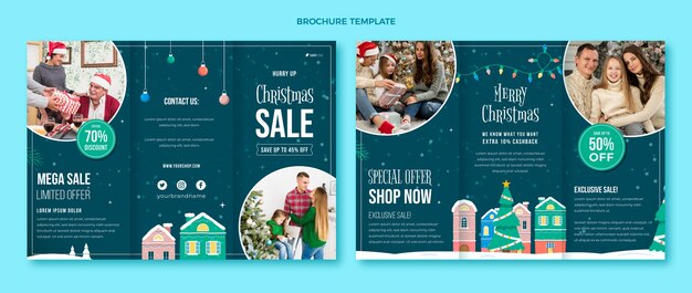 Hand drawn flat christmas brochure template