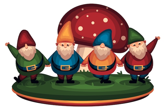 Free vector hand drawn flat christmas gnomes collection