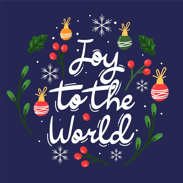 Free Vector hand drawn flat christmas joy to the world lettering