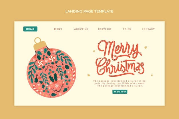 Hand drawn flat christmas landing page template